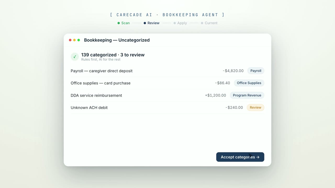 Bookkeeping Agent product demo