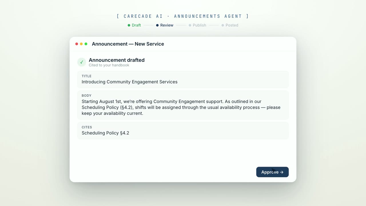 Announcements Agent product demo